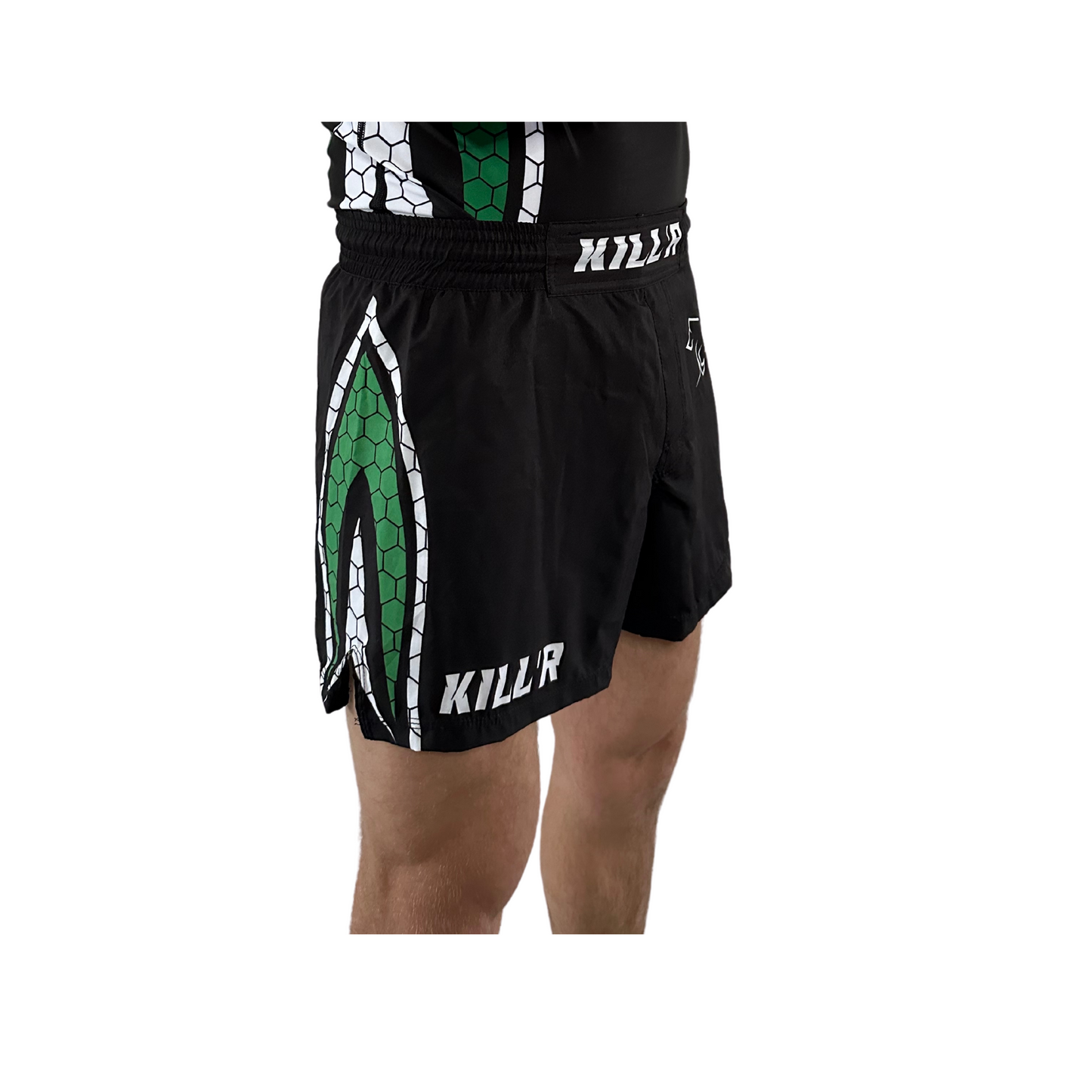 Fight Shorts - MMA / Kickboks kleding - Vechtsport broek - Zwart Groen