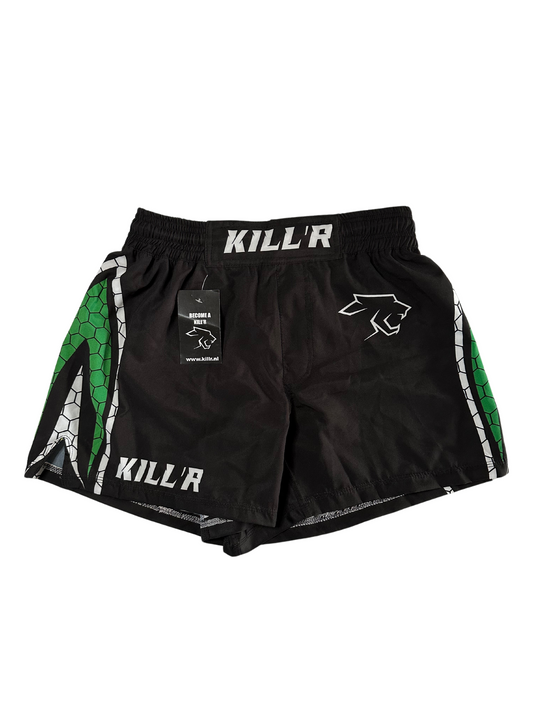 Fight Shorts - MMA / Kickboks kleding - Vechtsport broek - Zwart Groen