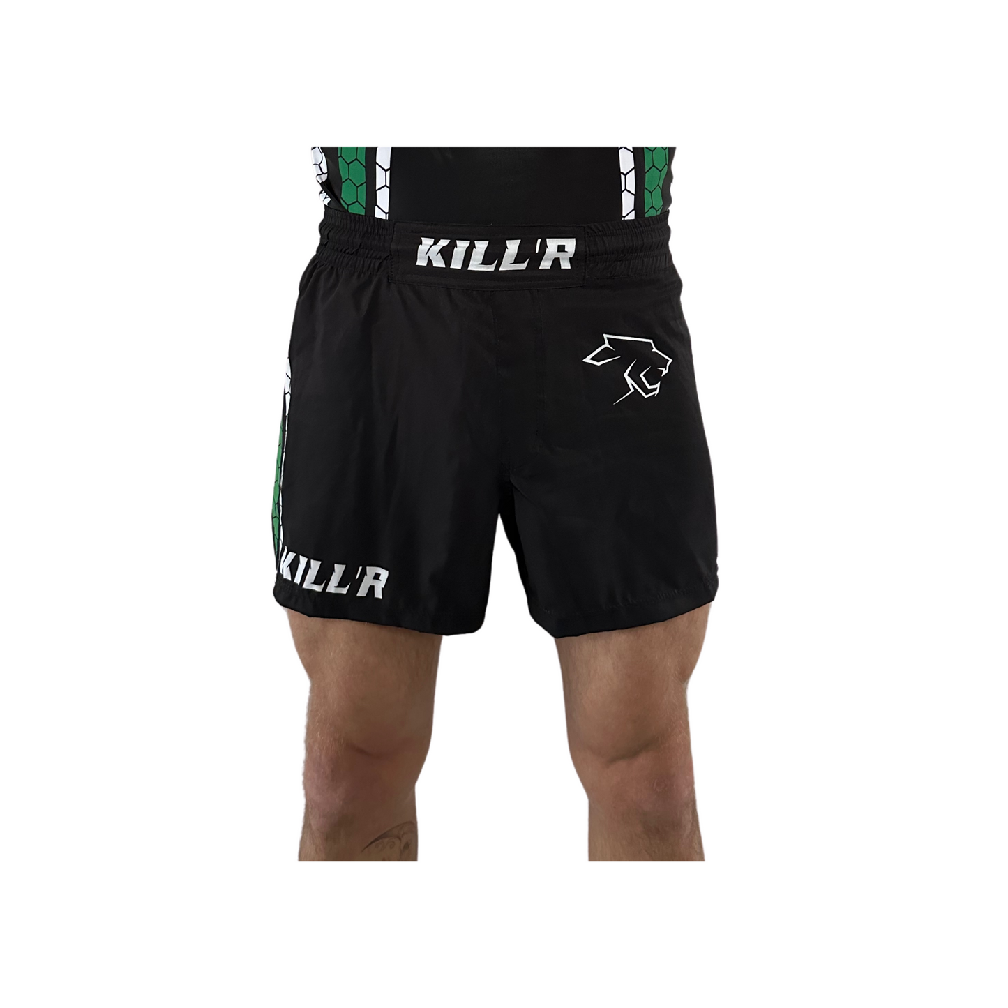 Fight Shorts - MMA / Kickboks kleding - Vechtsport broek - Zwart Groen